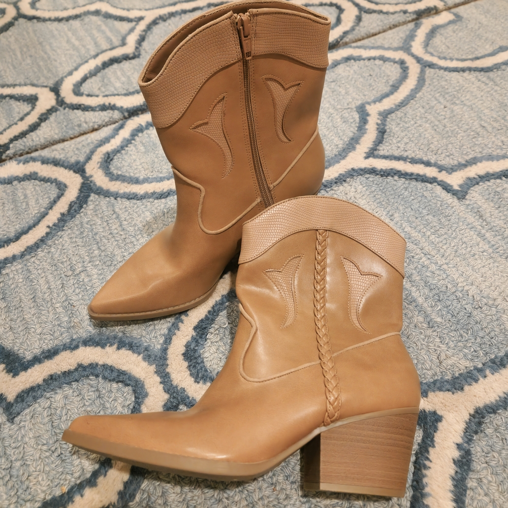 Tan Western Ankle Boots